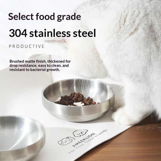 HKM-6849725 Large Capacity Stainless Steel Grain Drinking Bowl with Magnetic Stand for Cats