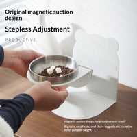 HKM-6849725 Large Capacity Stainless Steel Grain Drinking Bowl with Magnetic Stand for Cats