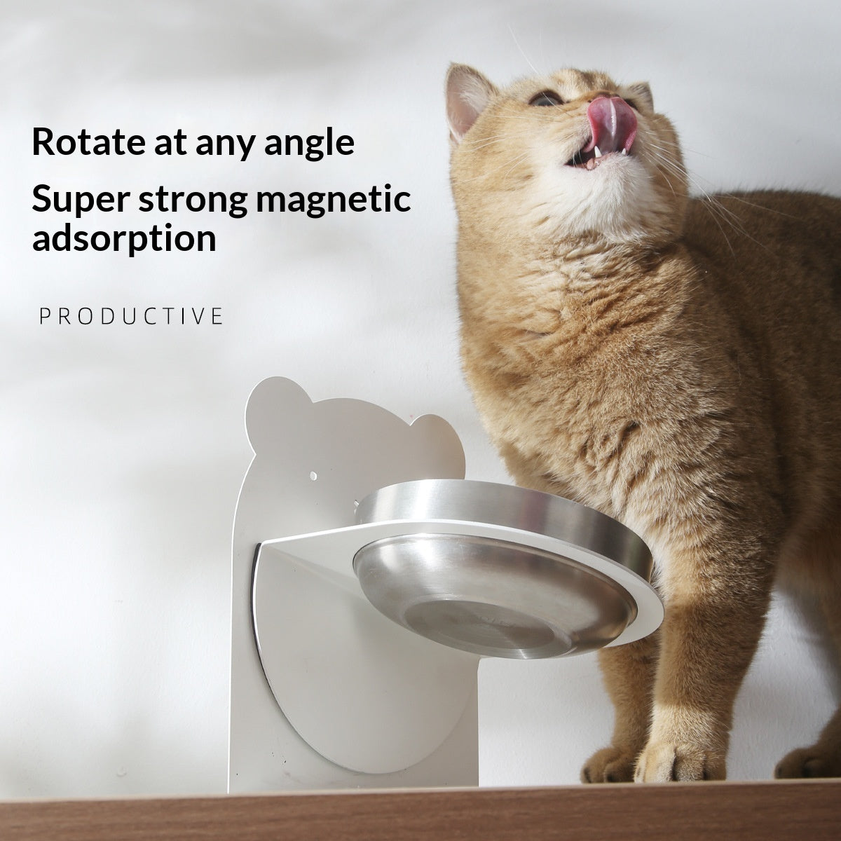 HKM-6849725 Large Capacity Stainless Steel Grain Drinking Bowl with Magnetic Stand for Cats
