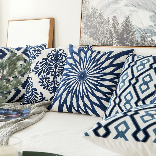HKM-685011 Chinese Classical Embroidered Cushion Cover 45cm x 45cm, PP Cotton Pillowcase