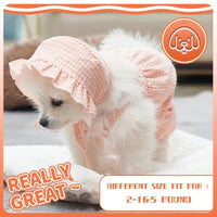HKM-6851133 Orange Pet Jumpsuit with Hat for Summer Outdoor Adventures - Stylish Outfit for Puppies, Cats, Yorkies, and Chihuahuas
