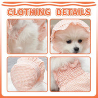 HKM-6851133 Orange Pet Jumpsuit with Hat for Summer Outdoor Adventures - Stylish Outfit for Puppies, Cats, Yorkies, and Chihuahuas