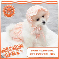 HKM-6851133 Orange Pet Jumpsuit with Hat for Summer Outdoor Adventures - Stylish Outfit for Puppies, Cats, Yorkies, and Chihuahuas