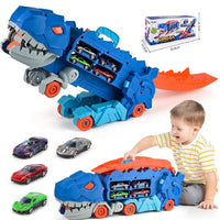 HKM-685267 Dinosaur Transporter Truck with Transforming T-Rex Diecast Vehicle for Kids Ages 2 and Up