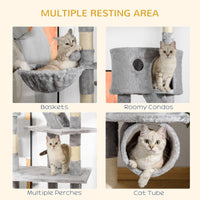 HKM-6852797 Adjustable Floor Standing Cat Tree with Hammock - 94.5-10.25 Inch Height for Climbing and Relaxation