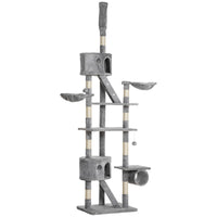 HKM-6852797 Adjustable Floor Standing Cat Tree with Hammock - 94.5-10.25 Inch Height for Climbing and Relaxation