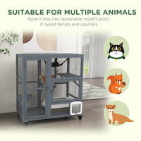 HKM-6853565 Cozy Indoor Cat Enclosure with Multiple Platforms and Mobility for 1-2 Cats