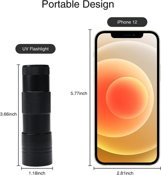 HKM-6856765 Mini LED UV Blacklight Flashlight for Detecting Pet Urine Stains, Bed Bugs, and Scorpions - Portable and Waterproof