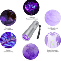HKM-6856765 Mini LED UV Blacklight Flashlight for Detecting Pet Urine Stains, Bed Bugs, and Scorpions - Portable and Waterproof