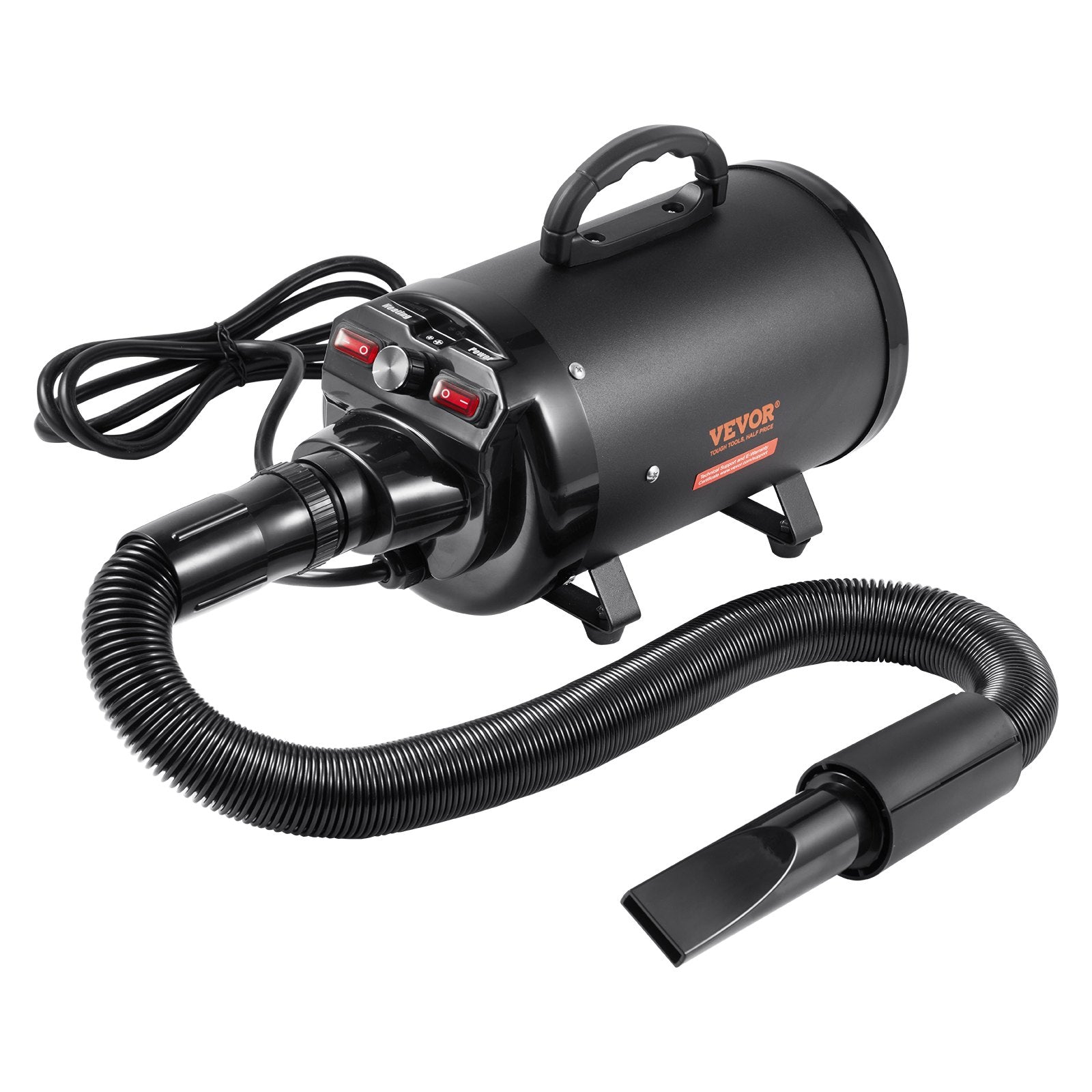 HKM-6857149 Pet Hair Dryer with Adjustable Speed and Temperature Control, 2800W/4.3HP Motor, Includes 4 Nozzles and Extendable Hose