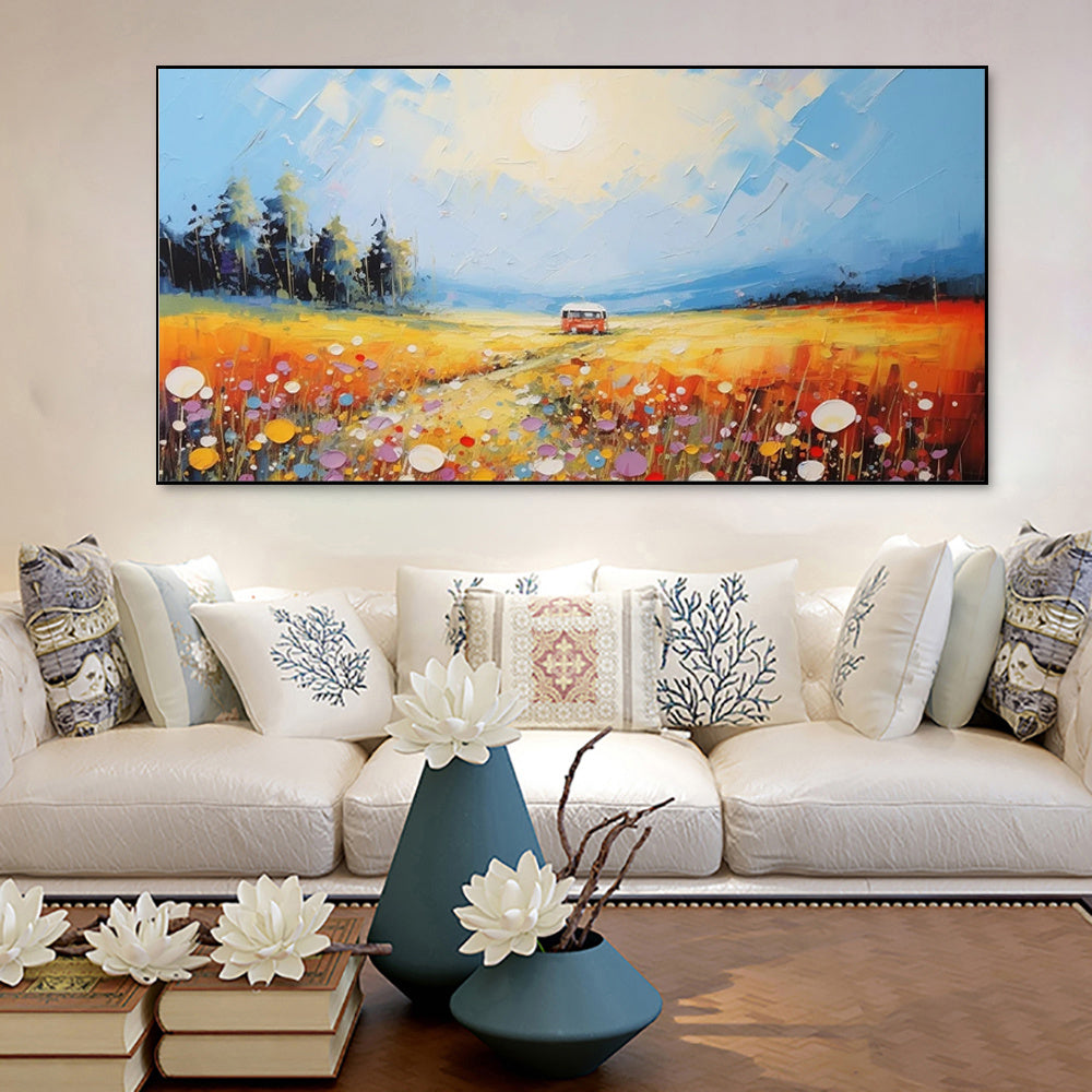 HKM-685715 Hand-Painted Oil Canvas Art - Natural Scenery Landscape Painting for Living Room Décor