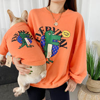 HKM-6857661 Matching Cotton Pet Parent-Child Outfits in Orange, Dark Blue, Green, and Pink