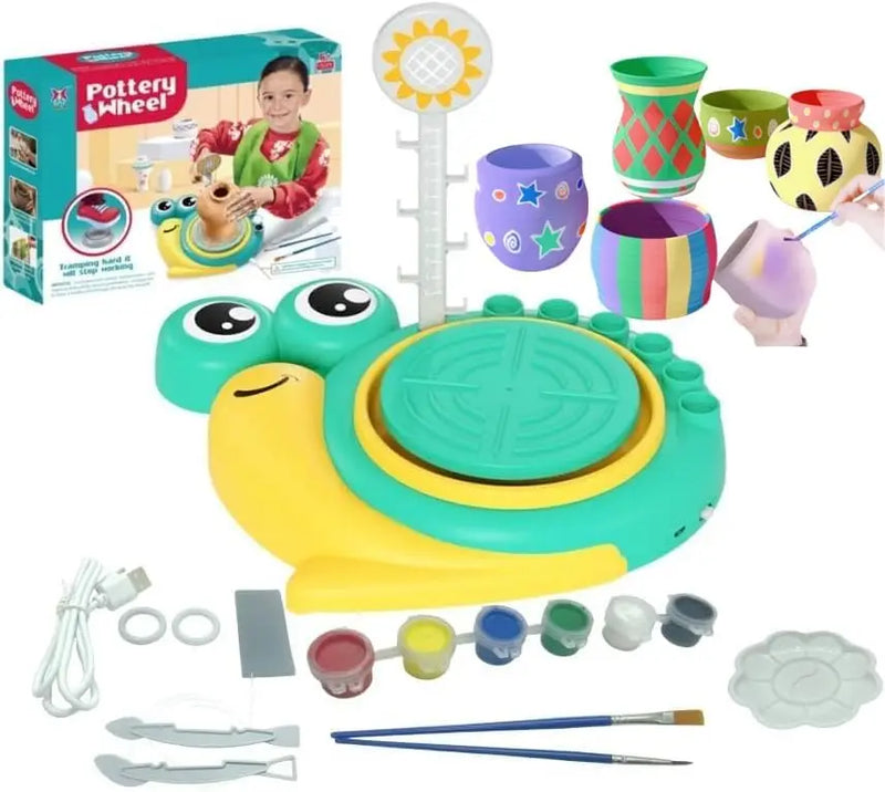HKM-685779 Cartoon Animal Pottery Machine for Kids - Creative DIY Clay Turntable Toy