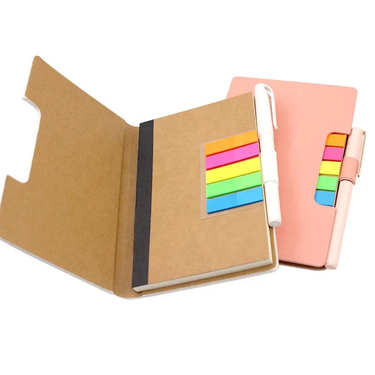 HKM-685907 Custom PU A4 Notebook with Sticky Notes and Pen Set