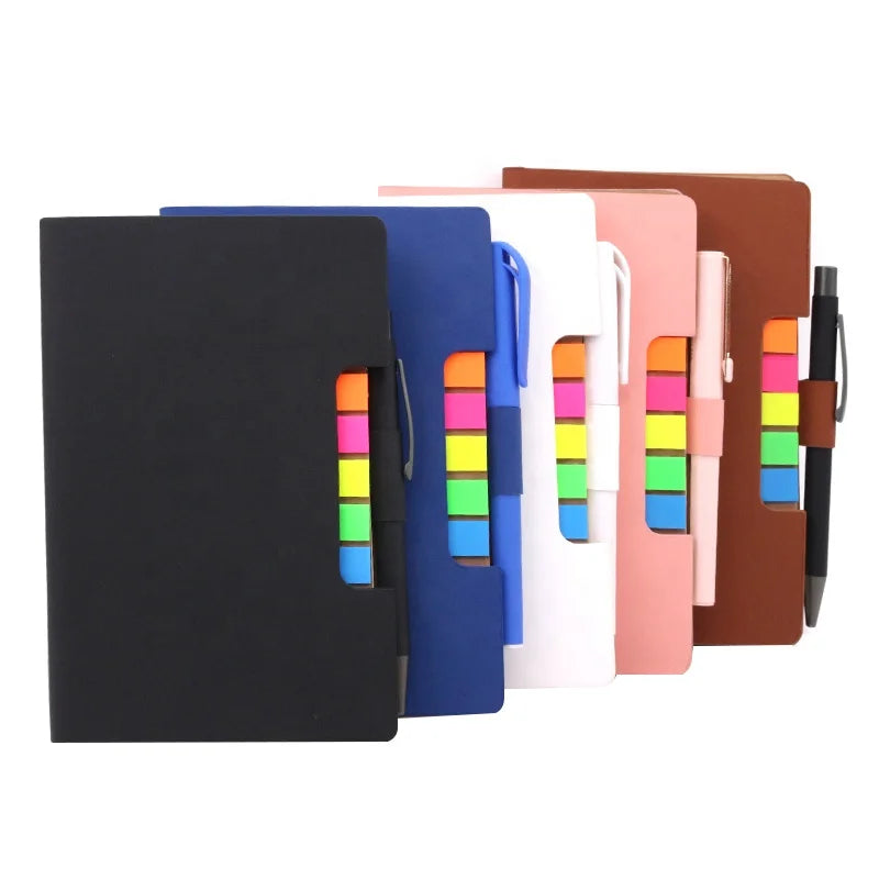 HKM-685907 Custom PU A4 Notebook with Sticky Notes and Pen Set