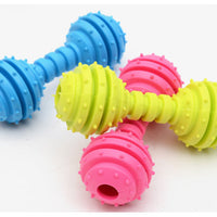 HKM-6860093 TPR Rubber Barbell Pet Toy with Spiked Ring for Chewing, 12.5cm in Yellow, Rose Red, and Blue