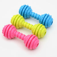 HKM-6860093 TPR Rubber Barbell Pet Toy with Spiked Ring for Chewing, 12.5cm in Yellow, Rose Red, and Blue