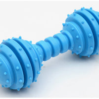 HKM-6860093 TPR Rubber Barbell Pet Toy with Spiked Ring for Chewing, 12.5cm in Yellow, Rose Red, and Blue