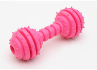 HKM-6860093 TPR Rubber Barbell Pet Toy with Spiked Ring for Chewing, 12.5cm in Yellow, Rose Red, and Blue