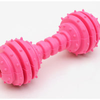 HKM-6860093 TPR Rubber Barbell Pet Toy with Spiked Ring for Chewing, 12.5cm in Yellow, Rose Red, and Blue