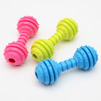 HKM-6860093 TPR Rubber Barbell Pet Toy with Spiked Ring for Chewing, 12.5cm in Yellow, Rose Red, and Blue