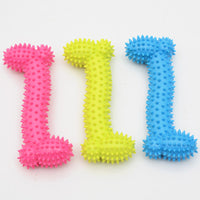 HKM-6860093 TPR Rubber Barbell Pet Toy with Spiked Ring for Chewing, 12.5cm in Yellow, Rose Red, and Blue