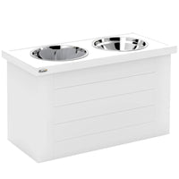 HKM-6860733 Elevated Dog Feeding Station with Slow Feeder Mat and Storage Cabinet for Large Dogs - 3 Stainless Steel Bowls Included