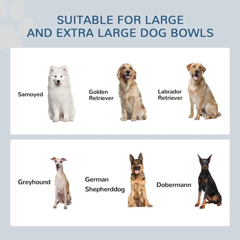 HKM-6860733 Elevated Dog Feeding Station with Slow Feeder Mat and Storage Cabinet for Large Dogs - 3 Stainless Steel Bowls Included