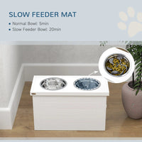 HKM-6860733 Elevated Dog Feeding Station with Slow Feeder Mat and Storage Cabinet for Large Dogs - 3 Stainless Steel Bowls Included