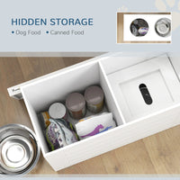 HKM-6860733 Elevated Dog Feeding Station with Slow Feeder Mat and Storage Cabinet for Large Dogs - 3 Stainless Steel Bowls Included