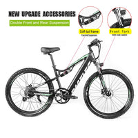 HKM-686099 Powerful 500W Electric Mountain Bike with Full Suspension, 27.5" Wheels, and 9-Speed Gears