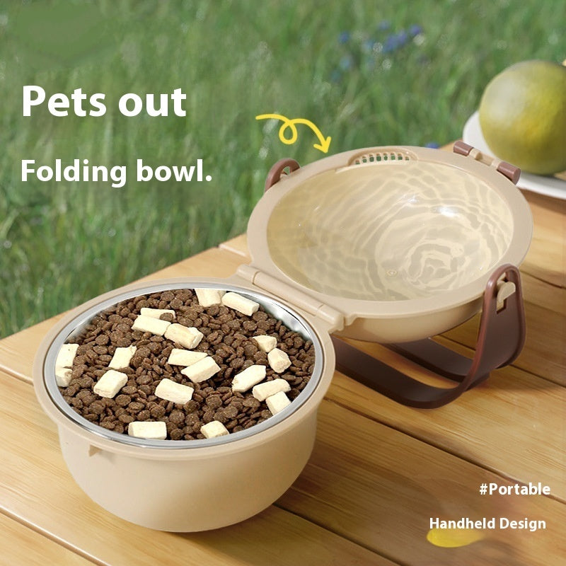 HKM-6861245 Portable Folding Outdoor Dog Feeding and Drinking Bowl - Stainless Steel, Various Colors Available