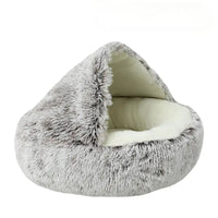 HKM-686291 Cozy Soft Round Pet Sleeping Nest for Indoor Cats and Kittens - Winter Warm Bed with Non-Slip Base