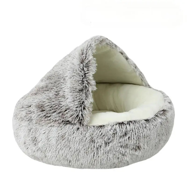 HKM-686291 Cozy Soft Round Pet Sleeping Nest for Indoor Cats and Kittens - Winter Warm Bed with Non-Slip Base