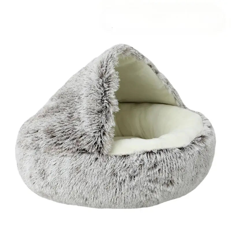 HKM-686291 Cozy Soft Round Pet Sleeping Nest for Indoor Cats and Kittens - Winter Warm Bed with Non-Slip Base
