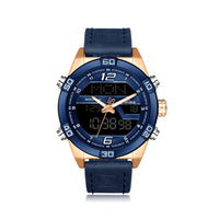 HKM-686291 Men's Waterproof LED Electronic Quartz Watch with Leather Strap and Alloy Case