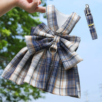 HKM-6864317 Stylish Plaid Strap Dog Leash and Skirt Set for Pets