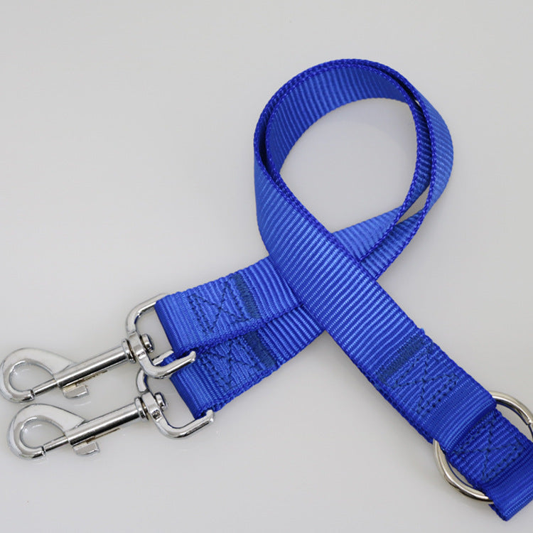 HKM-6864829 Double-Headed Pet Traction Leash - Durable Nylon with Metal Hook - Available in Multiple Colors
