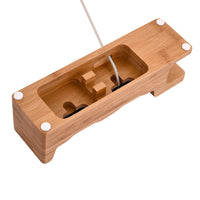 HKM-686483 Bamboo 3-in-1 Charging Stand for iPhone and Apple Watch - Eco-Friendly, Moisture-Proof Desktop Dock