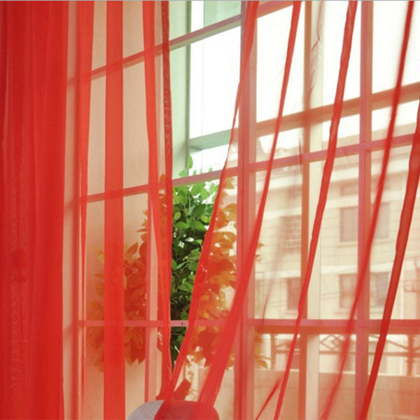 HKM-686483 Solid Tulle Sheer Curtains for Living Room and Bedroom - Translucent Polyester Blinds in Various Colors