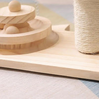 HKM-6865853 Cat Mushroom Scratching Post with Rotating Wooden Balls and Sisal Rope for Interactive Play and Climbing