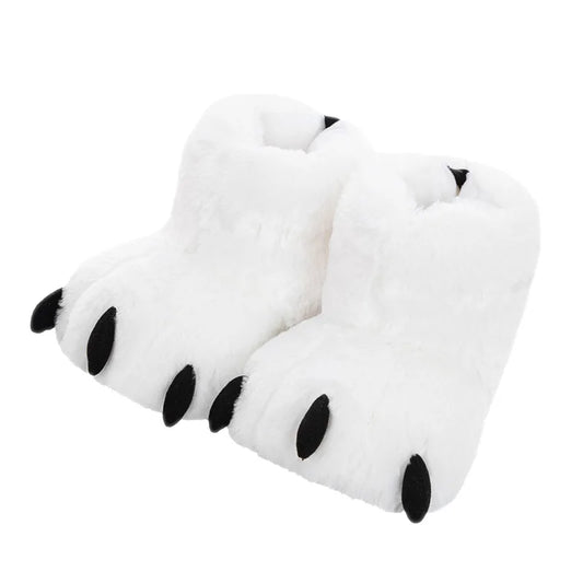 HKM-686611 Cozy Plush Paw Slippers for Men and Women - Funny Animal Winter Indoor Shoes