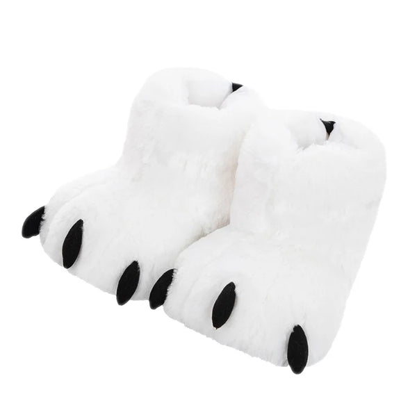 HKM-686611 Cozy Plush Paw Slippers for Men and Women - Funny Animal Winter Indoor Shoes