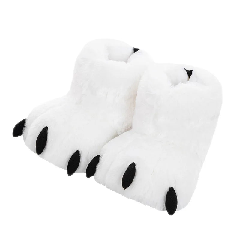 HKM-686611 Cozy Plush Paw Slippers for Men and Women - Funny Animal Winter Indoor Shoes