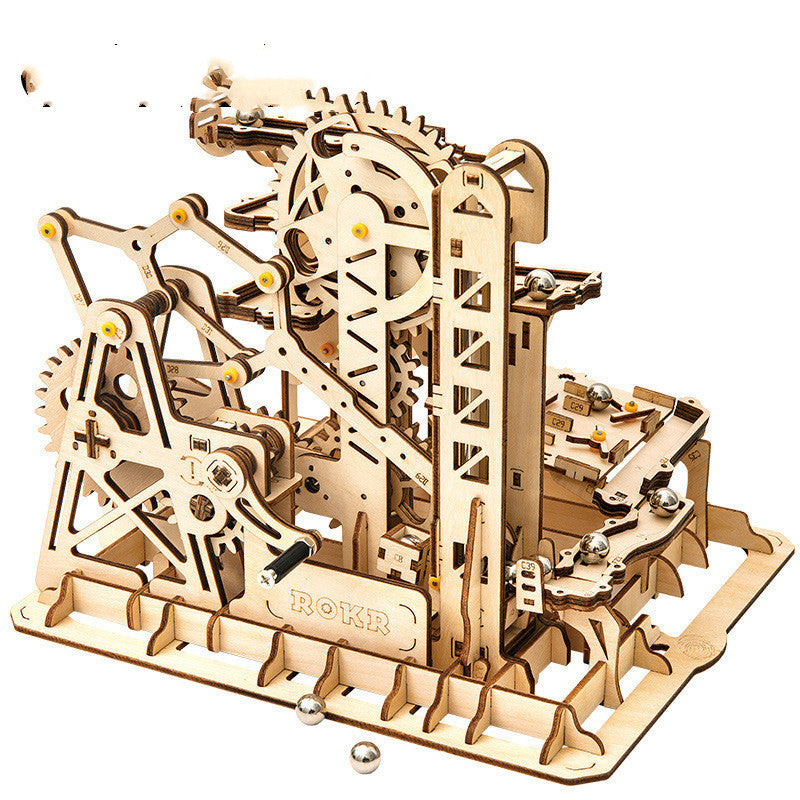 HKM-686611 Hand-Cranked Wooden Film Projector - Mechanical 3D Puzzle for Ages 15 and Up