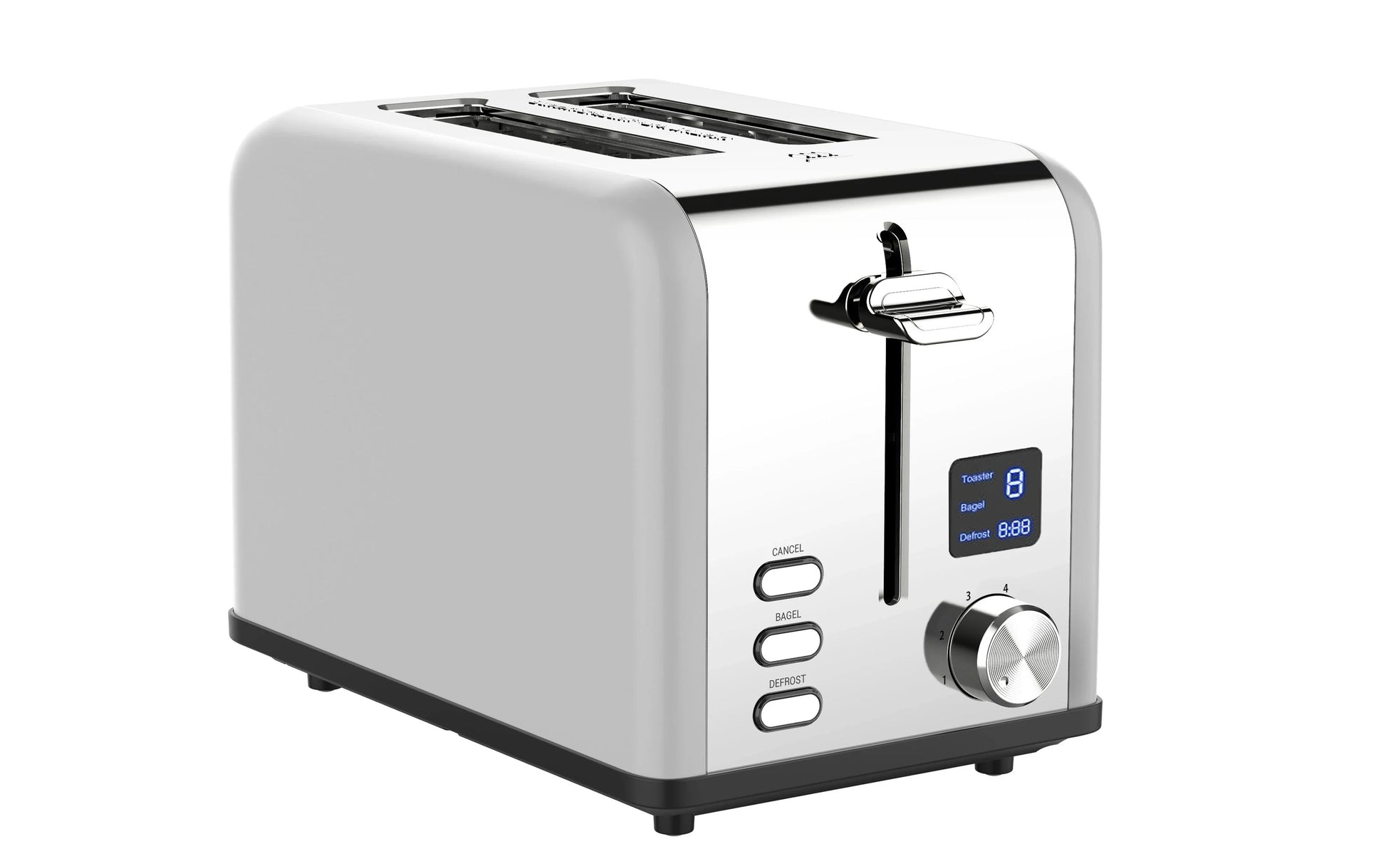 HKM-686675 Stainless Steel 2-Slice Toaster with Automatic Pop-Up and Reheat/Defrost Functions