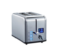 HKM-686675 Stainless Steel 2-Slice Toaster with Automatic Pop-Up and Reheat/Defrost Functions