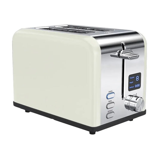 HKM-686675 Stainless Steel 2-Slice Toaster with Automatic Pop-Up and Reheat/Defrost Functions