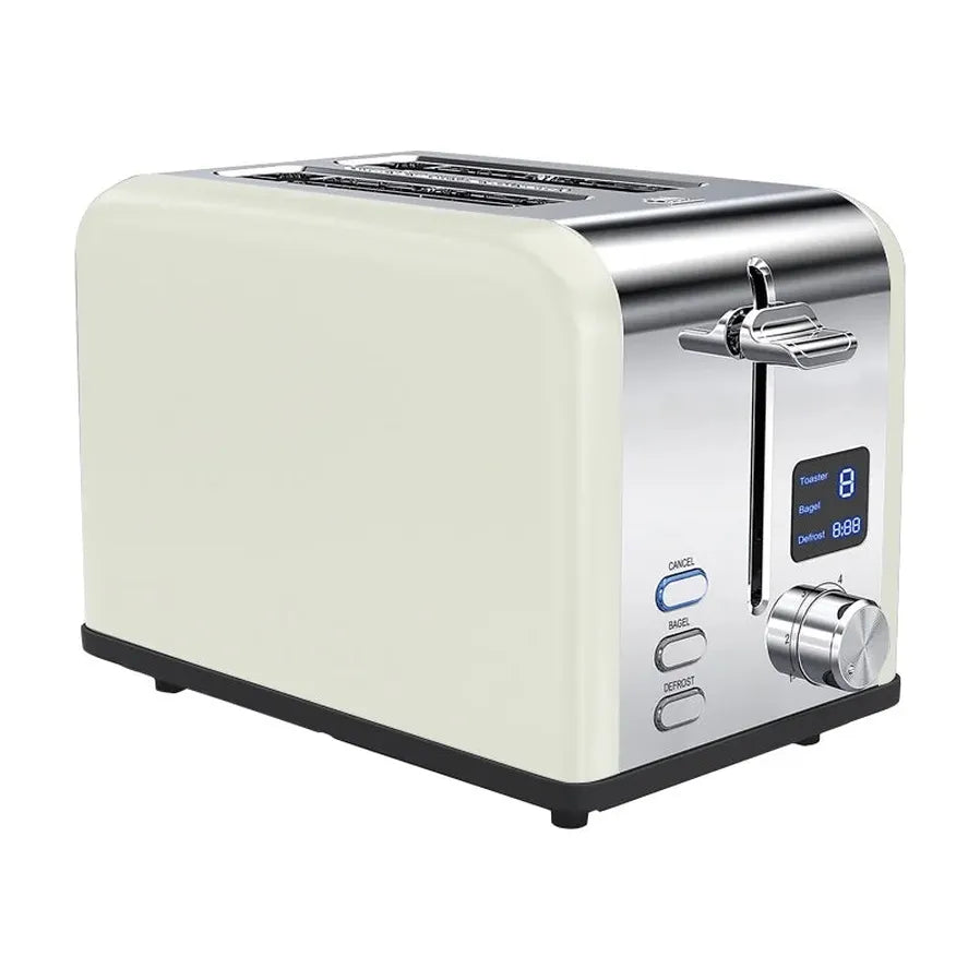 HKM-686675 Stainless Steel 2-Slice Toaster with Automatic Pop-Up and Reheat/Defrost Functions