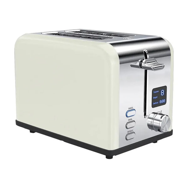 HKM-686675 Stainless Steel 2-Slice Toaster with Automatic Pop-Up and Reheat/Defrost Functions
